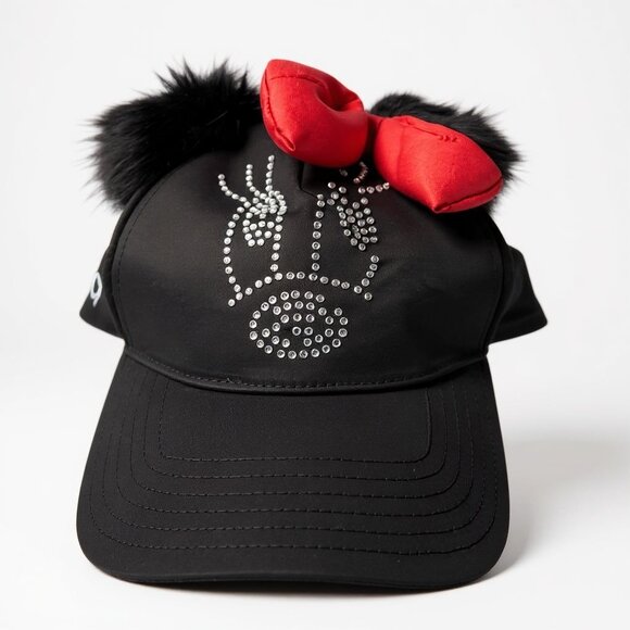 Disney Parks Black sparkle Minnie Mouse cap Hat with Red Bow Custom Name “Ava” - Picture 1 of 7